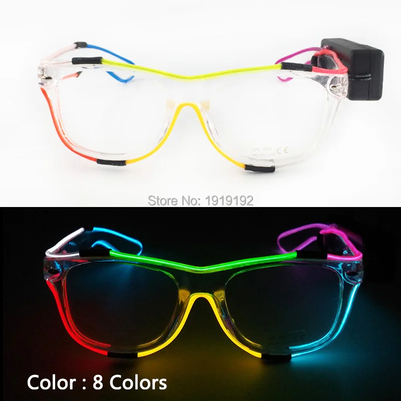 Стиль EL Wire очки Хэллоуин Дискотека ночной клуб светящиеся вечерние очки с беспроводной Свадебная вечеринка украшения светящиеся Вечерние - Цвет: Type 01- 8 Colors