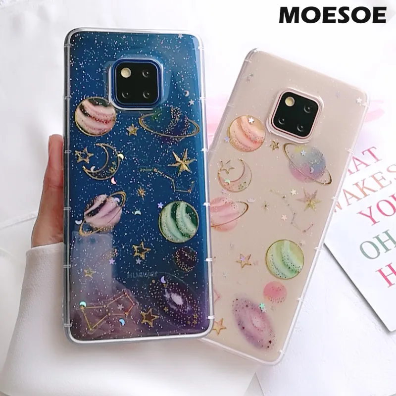 MOESOE Мода вселенной Star земля Луна Чехол для huawei Коврики 20X10 Lite P20 P30 Pro P8 P9 P10 плюс