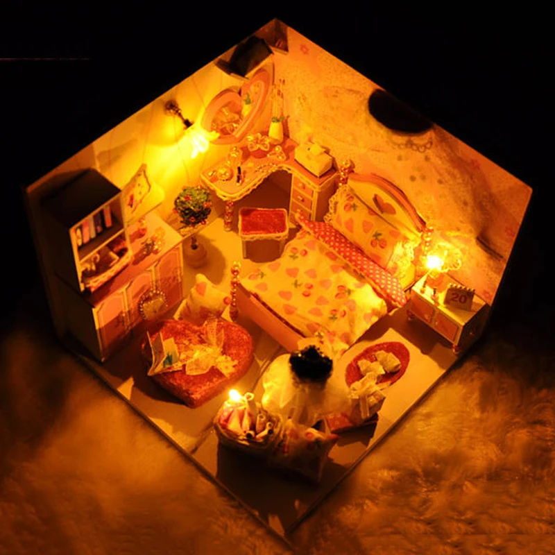 الفتيات الاطفال DIY بيت الدمية تجميع منازل دمية مصغرة دمية مجموعة اثاث عدة لعب للأطفال هدية الكريسماس