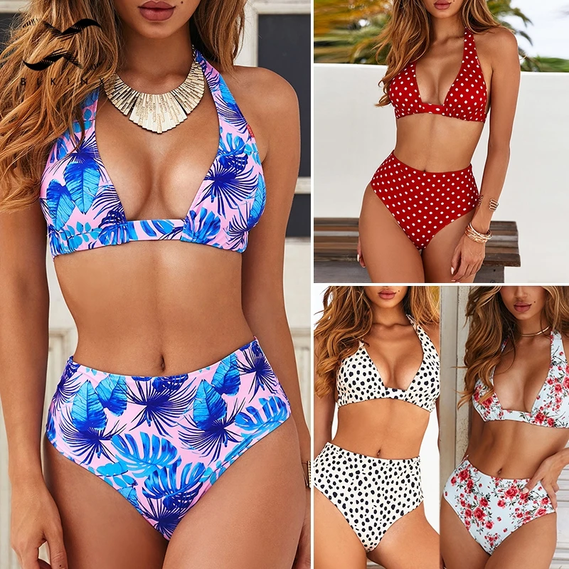 

Bikinx Floral print high waist bikinis 2019 mujer bathing suit Micro female swimsuit Halter plus size swimwear women biquinis XL