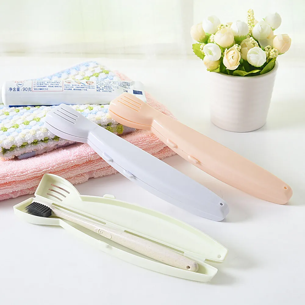 

Travel Portable Toothbrush Toothpaste Storage Box Cover Protect Case Rakish Organizers Storage Bathroom Accessories Sets #80