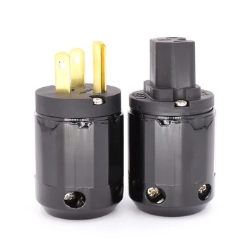 

pair P-029/C-029 brass US version IEC power plug for audio power cable