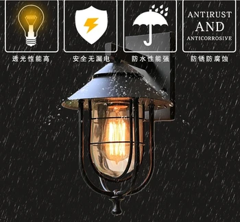 

LED Indoor Outdoor rainproof Iron Glass Lampshade LED Wall Light Fixtures IP65 Wall Lamp garden porch stair ZBD0061
