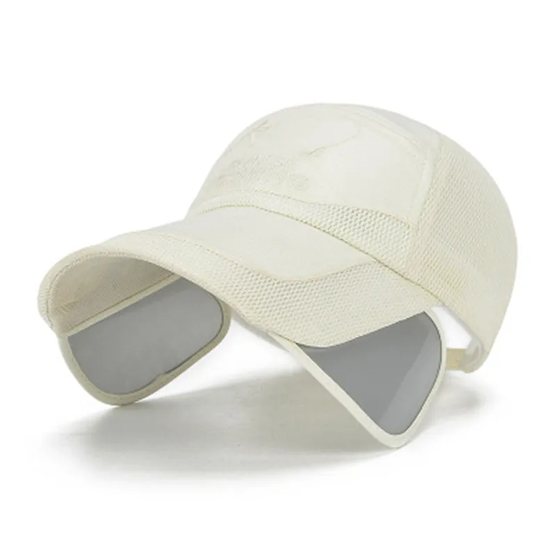 7 Colors Cap Women Men Outdoor Sports Running Wide Brim Sunshade Hat Hiking UV Protection Breathable Mesh Unisex Cap Sun Visor - Цвет: beige