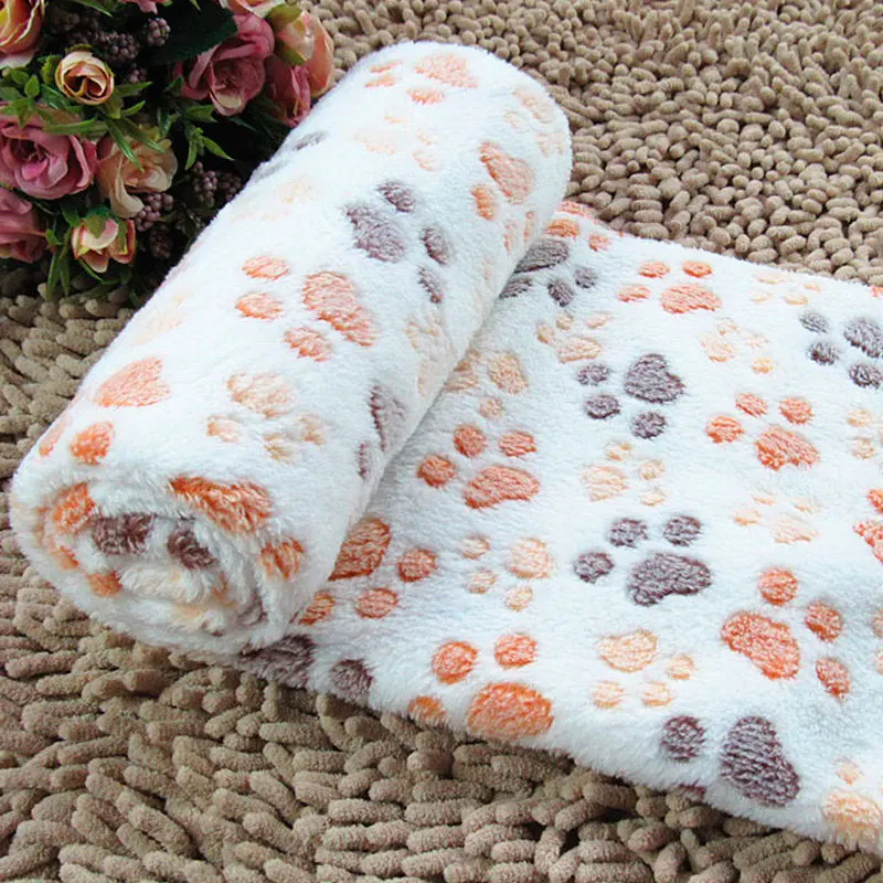 CAWAYI собачья Конура кошка ПЭТ мягкий коралловый флис теплое одеяло лапа коврик с принтом охлаждающее одеяло 3 вида цветов D0206 - Цвет: Beige