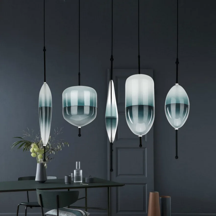 Post Modern Venice Glass Drop LED Pendant Light Blue Glass LED Art Decor Pendant Lamp Simple White Hanging Pendant Light  (8)