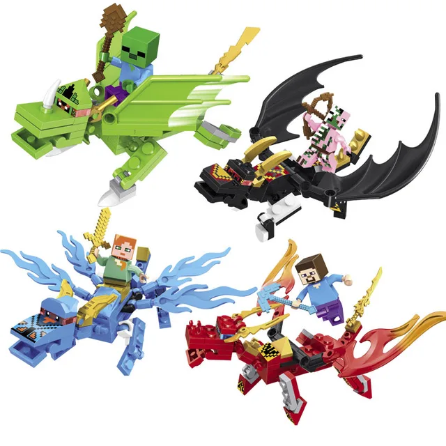 Best Price Shadow Dragon Crystal Zombie Steve Skeleton figures Compatible Legoing Minecrafte Building Block DIY Brick Kids Toy for children
