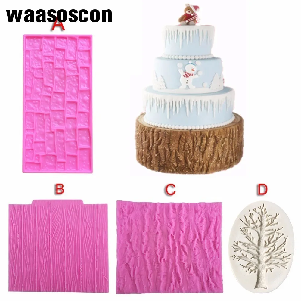 3D Tree Bark Line Shaped Silicone Cake Mold Fondant Cake Candy Jelly