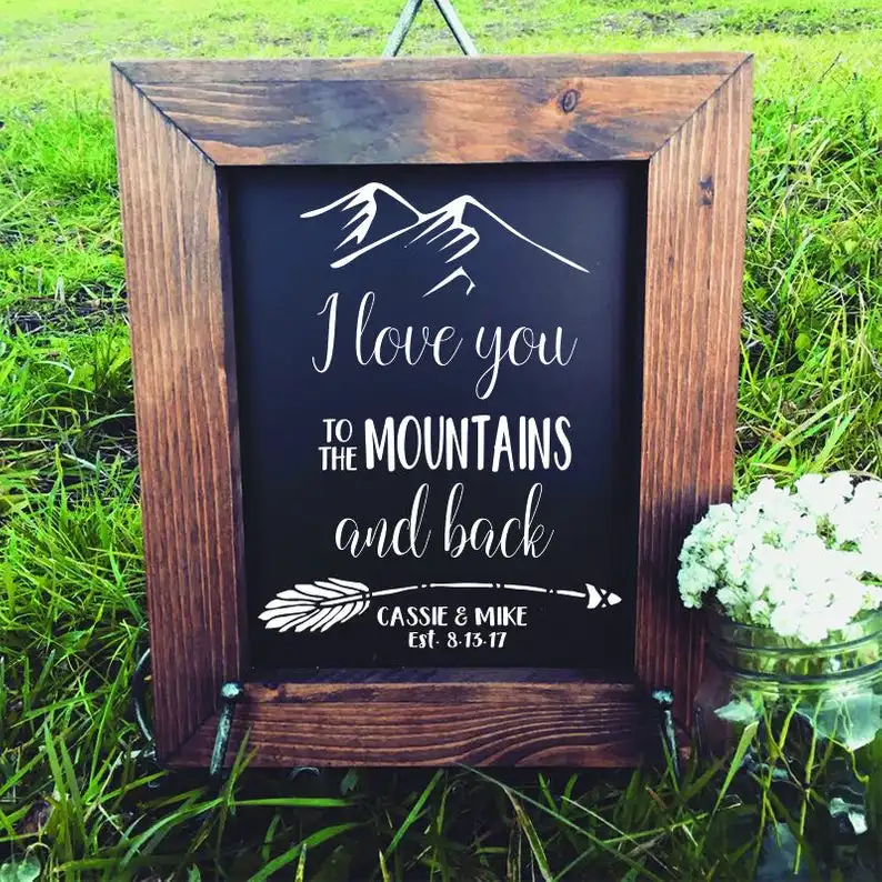 Индивидуальные свадебные наклейки I Love You To The Mountain and Back Arrow Sign виниловые