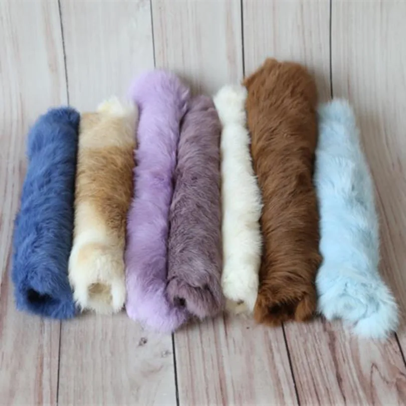 

Baby photography Blanket Real Fur Basket Filler Newborn Photo Prop Vintage Natural Rabbit Fur Mini Blanket Posing Backdrop