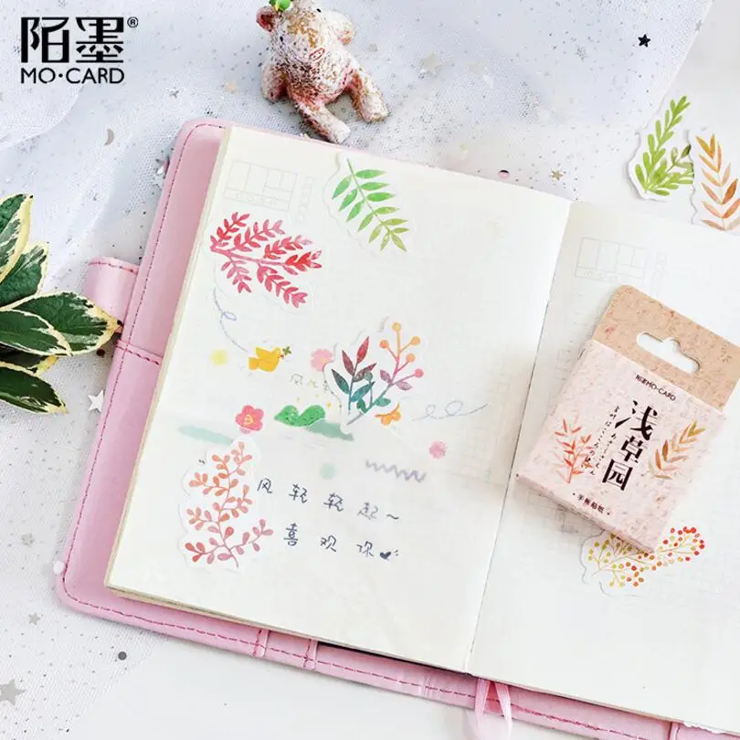 45 шт./кор. Kawaii планировщик наклейки милые акварельные листья растения шаблон