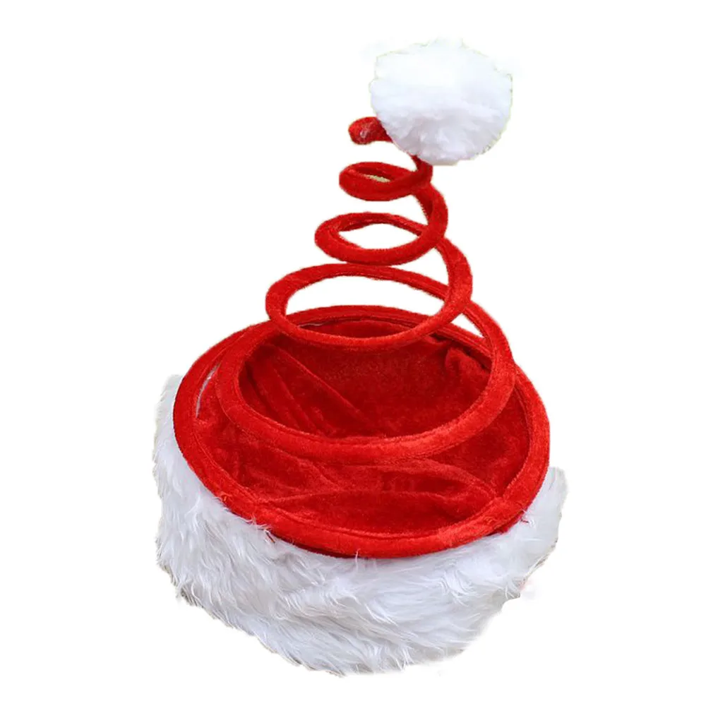 

Unisex Santa Claus Hat Spiral Twisted Spring Cosplay Caps Hats For Children Adults Party Halloween Christmas#es