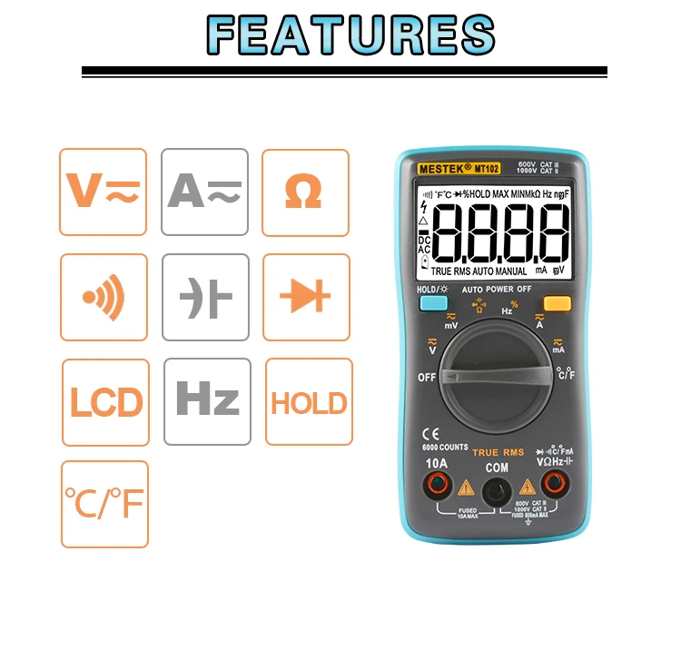 Goede Digitale multimeter professionele probe tester 6000 telt digitale meter multimeters multi meter multitester beter dan rm102