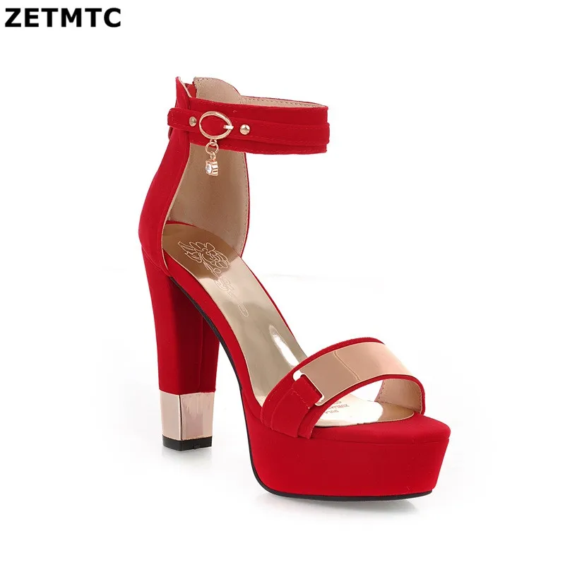 

Women High Heels Sandals Summer Square Heels Crystal Heeled Platform Shoes Ladies Sexy Party Wedding Shoes C127