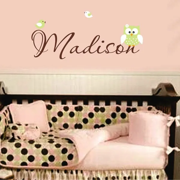 Personalized Owl Wall Decal Childrens Vinyl Lettering Nursery Personalized Owl Wall Decal Childrens Vinyl Lettering Nursery Decals Art Size 93 48cm In Stickers From Home Garden On