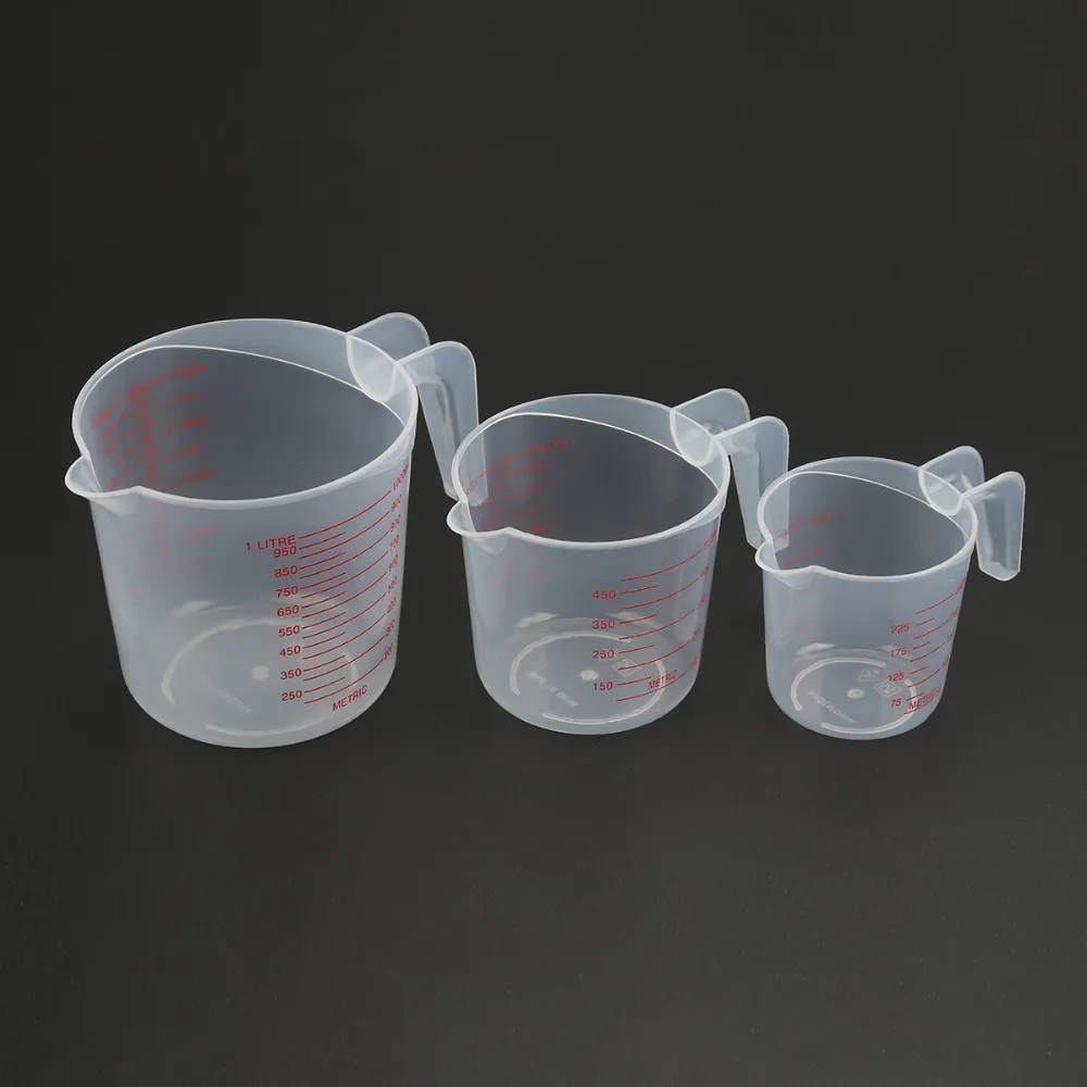 DoreenBeads Пластик Кухня высокое качество мерные чашки со шкалой 250/500/1000 мл; 3 размера; выпечка Применение измерительный инструмент 1 предмет