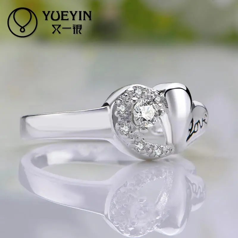 Wedding Rings Silver Plated Heart-shaped Temperament Women Rings Hot Sale