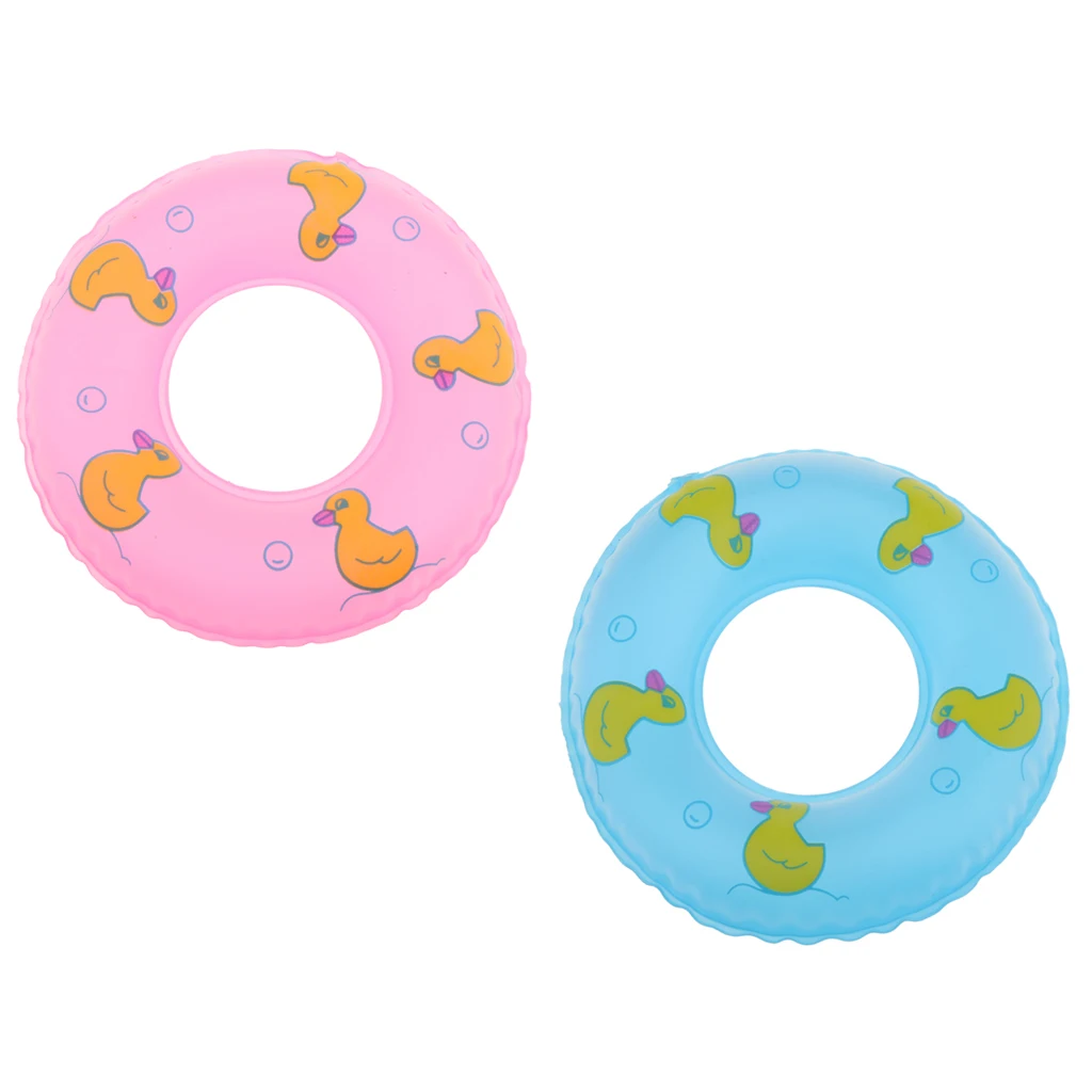 1/6 Scale Dollhouse Miniature Swim Ring for Blythe BJD Dolls 2pcs Pink & Blue