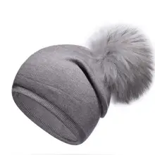 Женские шапки с помпоном из натурального меха енота, вязаные шапки для осенне-зимнего сезона, теплые твердые крышки для женщин, модные хлопковые тонкие шапки Skullies sr504
