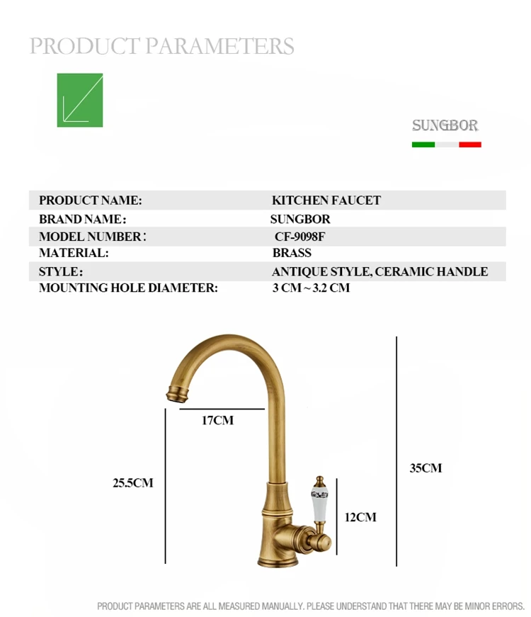 Смеситель для кухни, антикварный матовый фарфоровый кран с ручкой, смеситель для горячей и холодной воды, роскошный кран, 360 Поворотный CF-9098F