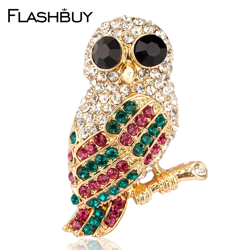 

Flashbuy Colored Rhinestones Black Eyed Owl Brooches For Women Kids Girls Animal Jewelry Enamel Brooches Jewelry