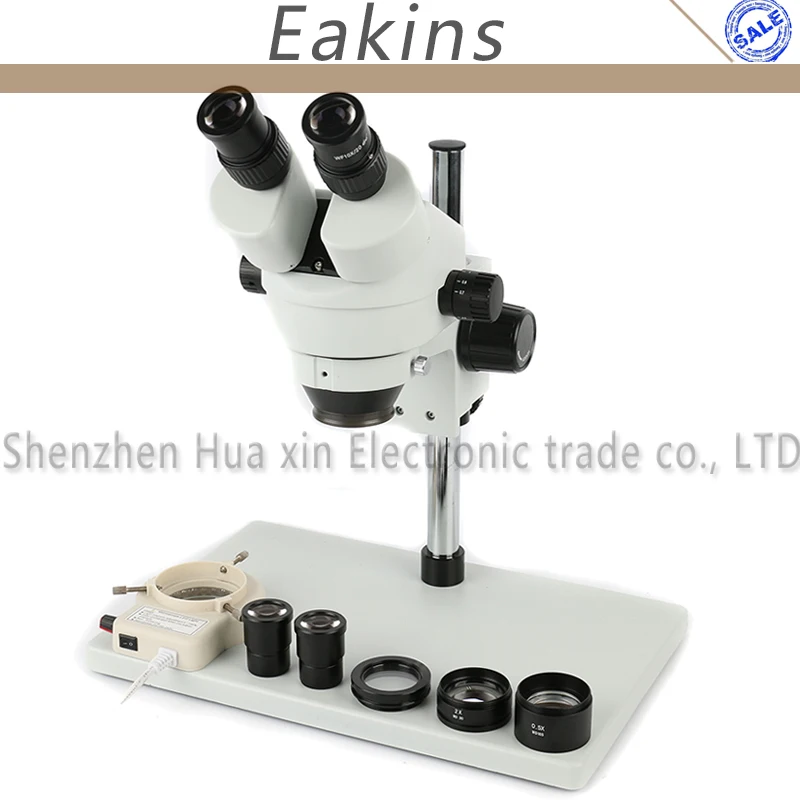 Zoom Binocular stereo microscope 3.5X-180X Big stand+56 LED lights+Multi-axis Adjustable Metal Arm+Auxiliary Objective Lens