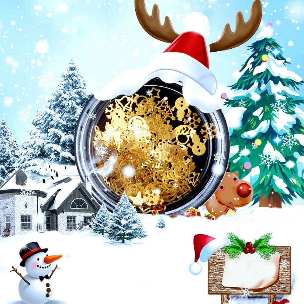 

Christmas Hollowed-out stamping Halloween Nail Sticker Water Self Adhesive Nail Art Tattoo Horror Decals for DIY