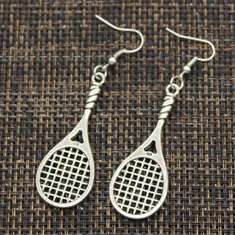 

New Fashion Handmade tennis racket Pendants Silver Earrings For Womens Style