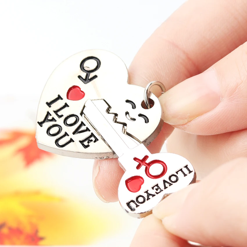 

1 Set New Couple I Love You Letter Keychain Heart Key Ring Silvery Lovers Love Key Chain Souvenirs Valentine Day Gift