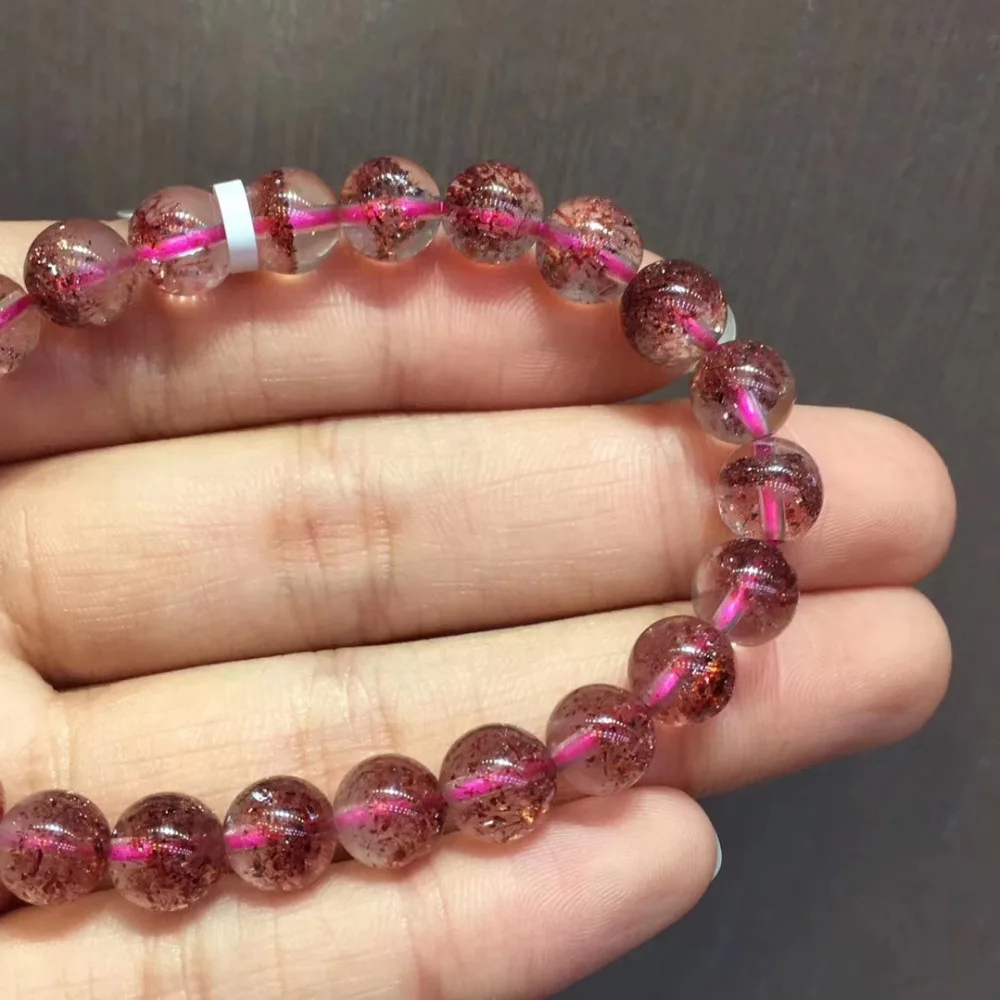 7 мм натуральный Lepidocrocite кварцевый браслет женщина человек красный супер круглый бусины стрейч Lucky ювелирные изделия с драгоценными камнями AAAAA