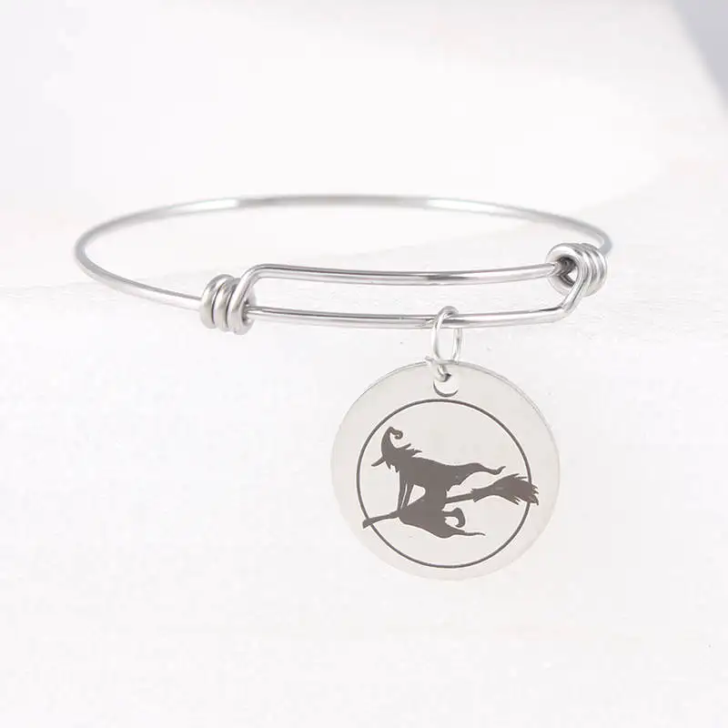 

1.6mm Adjustable Wire Expandable Silver Bangle Stainless Steel Witch Happy Halloween Charm Bracelets For Women