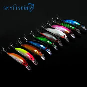 10PCS 13.5cm//15.4g 3D Eyes Minnow Fishing Lure Swimbait Hook Tackle Bait Wobbler