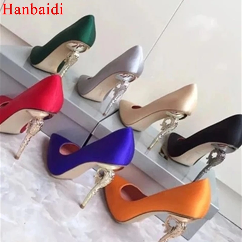 

Hanbaidi Women Spring/Autumn High Heels Pumps Sexy Pointed Toe Slip On Party Wedding Shoes Fashion Candy Color Outdoor Shoes 42