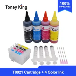 T0921 Refillable патрон чернил для принтера EPSON Stylus T26 T27 TX106 TX109 TX117 TX119 C51 C91 CX4300 принтер + 4 цвета краска для заправки чернил