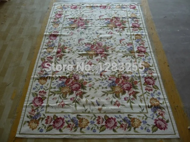 

Vintage Needle-point Carpet Hand Stitched Needlepoint Throw Woven Home Decore Traditional Wool Knitting Carpets