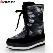

ASUMER 2018 New Size 36-41 Lace up Suede Leather waterproof snow boots women winter boots thick fur warm fashion ankle boots