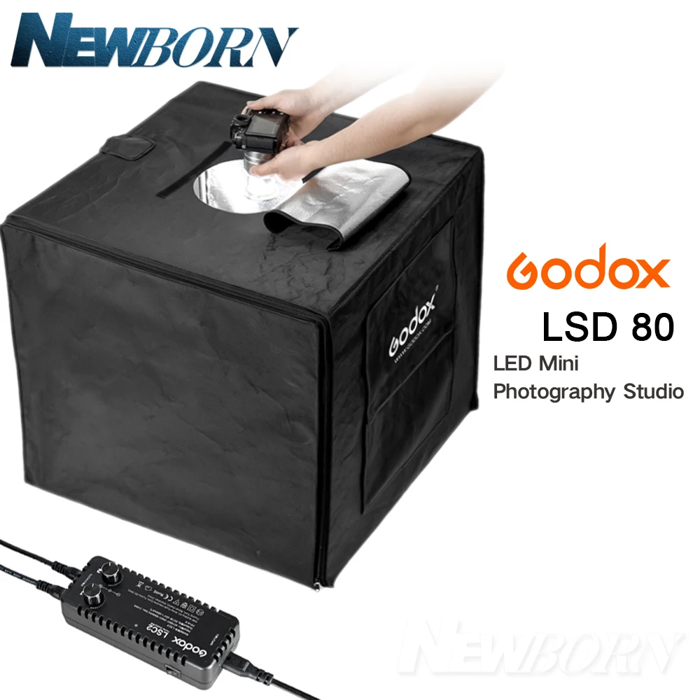 

Godox LSD80 80*80cm 40W LED Photo Studio Softbox Light Tent SoftBox +AC Adapter +PVC Backgrounds for Phone DSLR Shooting Product