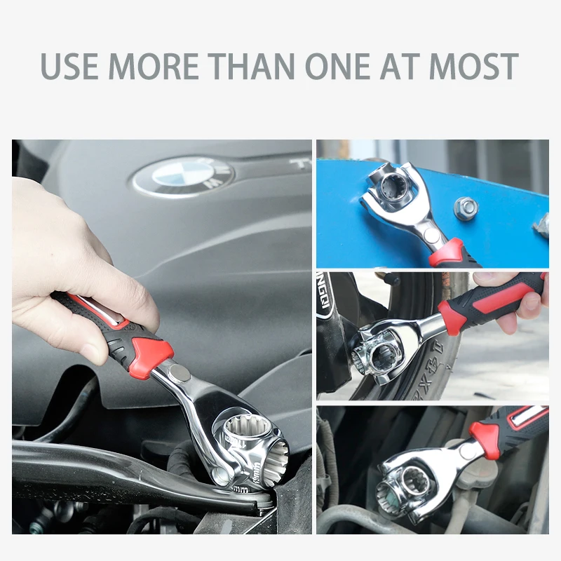 AIRAJ 52-in-1 vise can be used to tighten the car's 360-degree rotating universal wrench with 49 metric and inch socket wrenches AIRAJ 52-in-1 vise can be used to tighten the car's 360-degree rotating universal wrench with 49 metric and inch socket wrenches