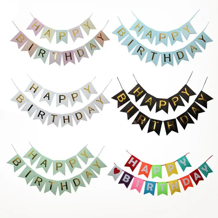 

Paper Bunting Garland Banners Flags Happy Birthday Banner Boy Girl Baby Shower Decoration Wedding Birthday Party Supplies Decor