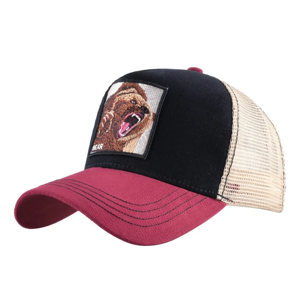 Высокое качество Животные медведь вышивка бейсболка s хлопок бейсболка кепка с сеткой бейсболка для мужчин женщин хип-хоп шляпа папы костяная