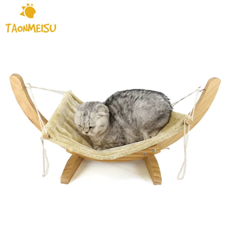 Wood Handmade Cat Bed Cat Hammock Cradle Mat Swing Dog Bed Puppy Blanket Pet Bed Pet Product Cat