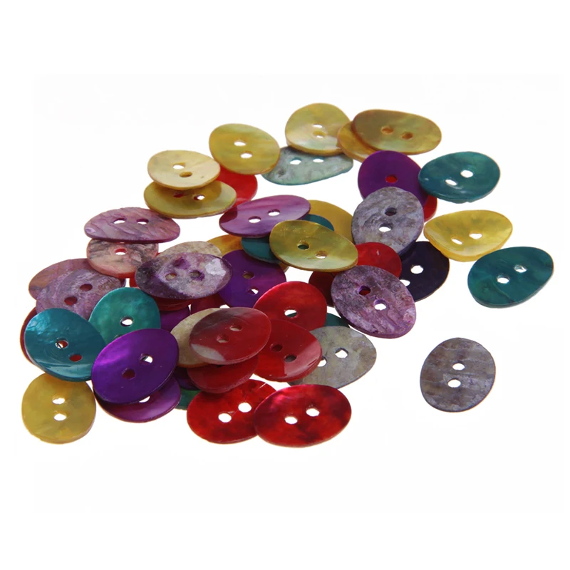 

50 Pcs 2 Holes Mother Pearl Shell Oval Buttons Cuff Links 15x11mm DIY Sewing Craft