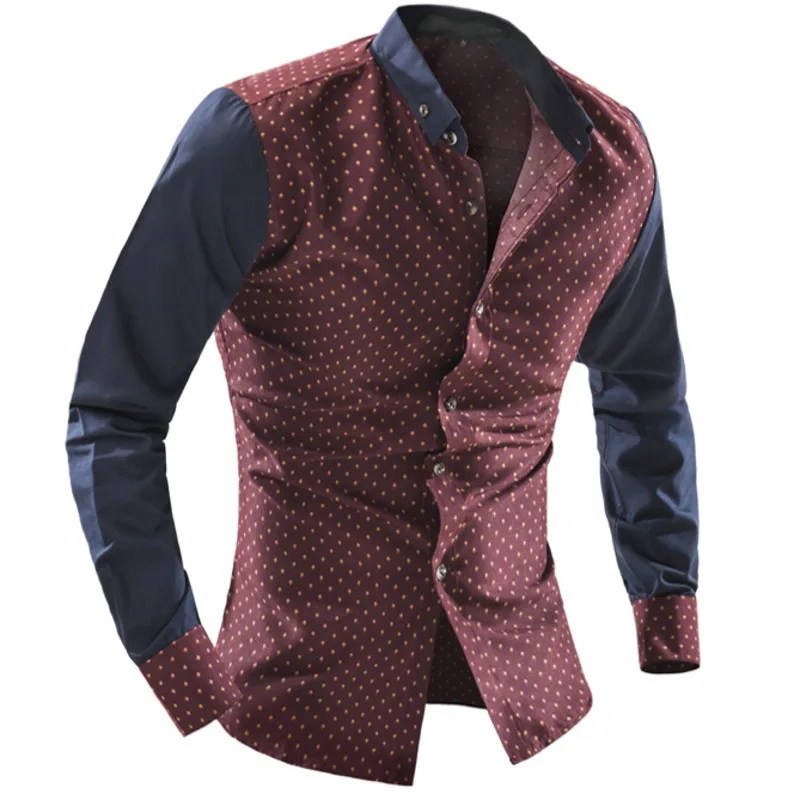 FDWERYNH 2018 мужские деловые рубашки в повседневном стиле Весна Осень Slim Fit Dot отложной