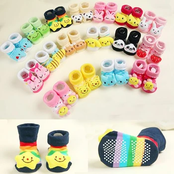 

1 Pair Newborn Baby Socks Anti Slip Cotton Lovely Shoes Animal Cartoon Slippers Boots Boy Girl Skid Socks Infant Gift
