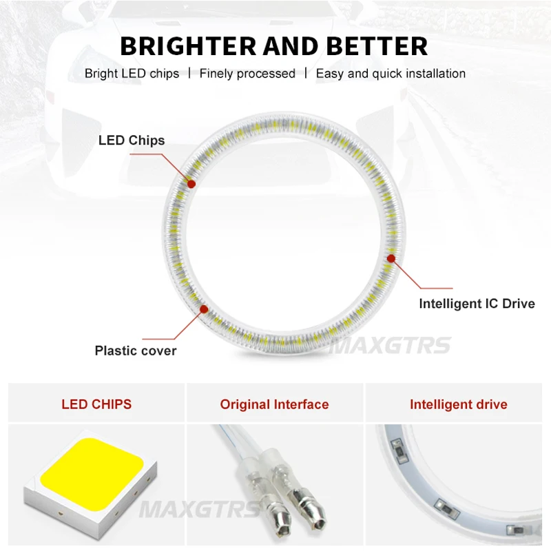 2x Ангельские глазки 76 мм 80 мм 85 мм 90 мм 94 3528 Halo Кольцо СВЕТОДИОДНЫЙ Автомобильный светодиодный противотуманный светильник мотоциклетные дневные ходовые светильник DRL головной светильник