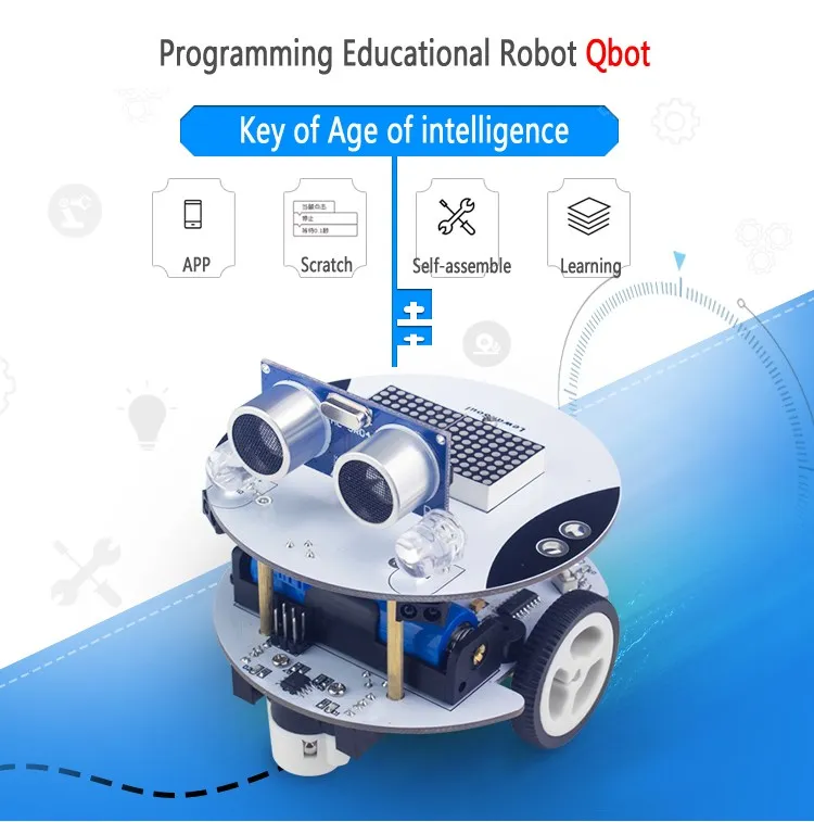 Xiao R DIY Qbot Scratch/Arduino 2 в 1 Программирование приложений робот-автомобиль Набор Интеллектуальных радиоуправляемых роботов-игрушек модели для детей