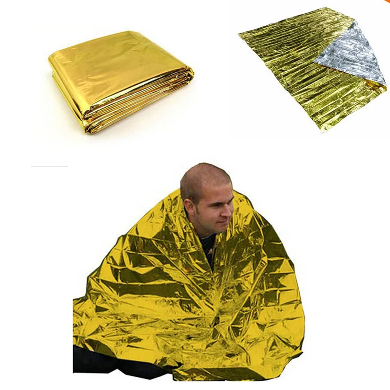

rescue emergent blanket survive thermal mylar lifesave first aid kit treatment camp warm heat dry space foil bushcraft outdoor
