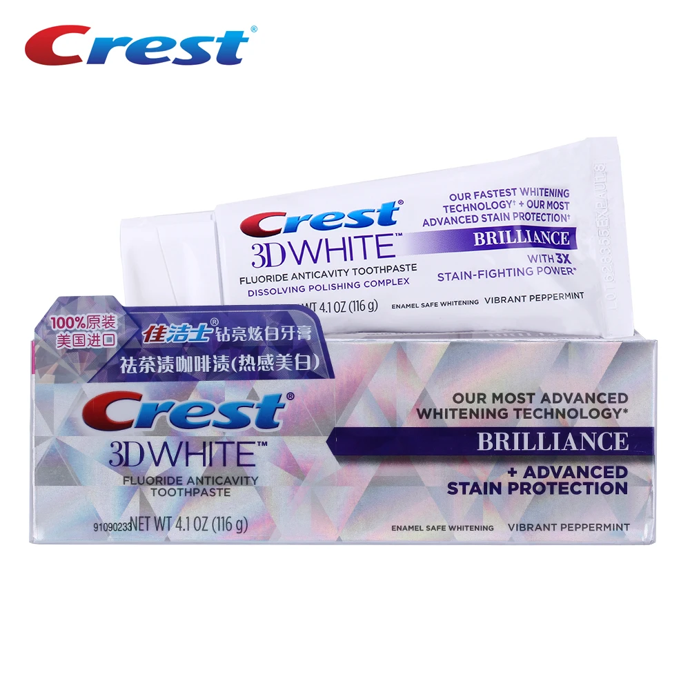 Crest 3D белая зубная паста для блеска усовершенствованная отбеливающая