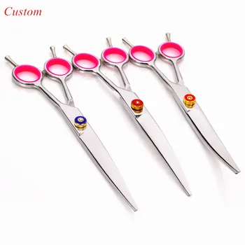 

Custom name professional Japan 7 inch pet dog grooming hair scissors dog curved shears pet cutting berber hairdressing scissors