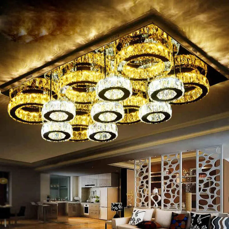 

Modern minimalist stainless steel led crystal ceiling lamp living room bedroom creative crystal lamps and lanterns led lighting